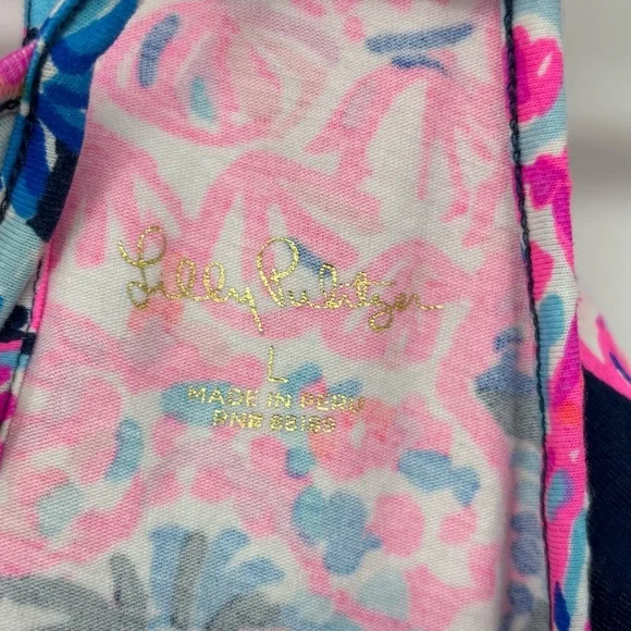 Lilly Pulitzer Billie high tide turtle print Halter Neck tank Top Large Ruffle - Picture 8 of 10